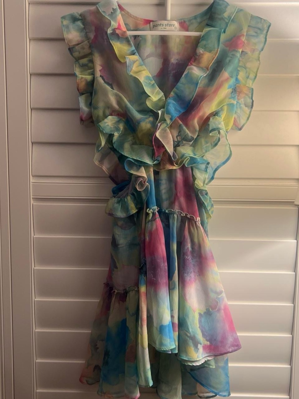 Pants Store Women’s Pastel Watercolor Ruffle Casual Dress